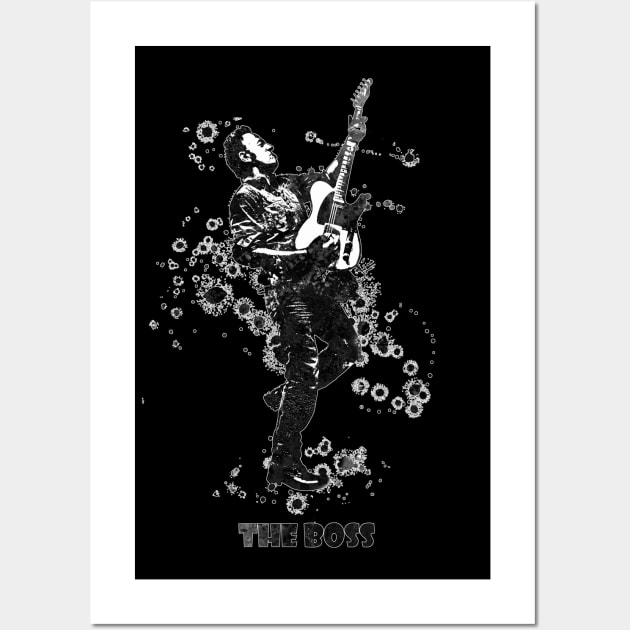 Bruce Springsteen The Boss Watercolor Splatter Black and White 08 Wall Art by SPJE Illustration Photography